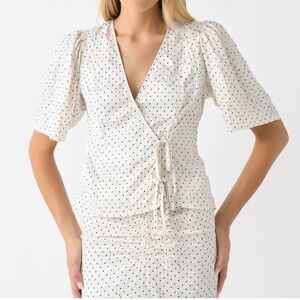 NWT GANNI Polka Dot Wrap Blouse